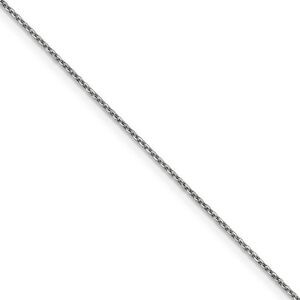 1mm 10k White Gold Solid Diamond Cut Cable Chain Necklace, 18 Inch